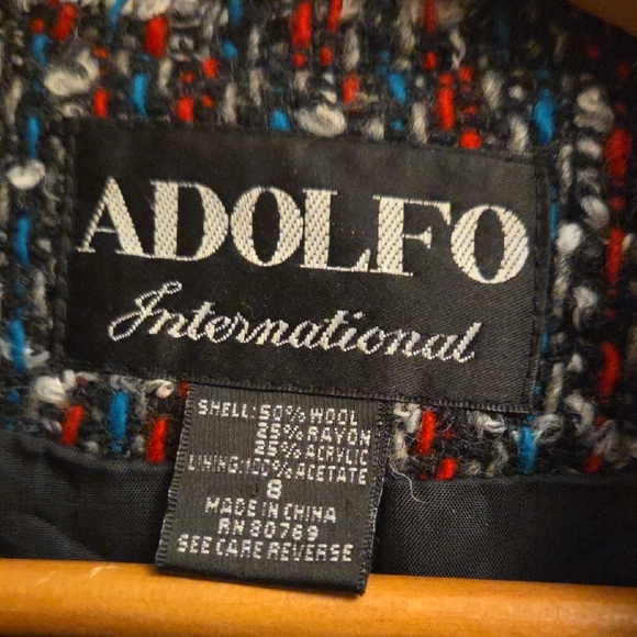 Adolfo Women's Black and Red Checkered Blazer - Picture 2 of 10